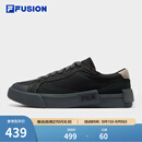 FILAFUSION斐乐潮牌帆布鞋男鞋拼接时尚黑色板鞋男 黑/斑皮棕-BB 42