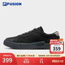 FILAFUSION斐乐潮牌帆布鞋男鞋拼接时尚黑色板鞋男 黑/斑皮棕-BB 42