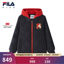 FILA【新雪丽棉】斐乐儿童棉服2026春新款男中大童连帽外套新年款 传奇蓝-NV 130