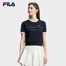 FILA 斐乐官方女子编织衫2026夏季新款简约基础短袖上衣撞色短装