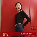 EP雅莹高端系列  可机洗纯羊毛气质圆领修身针织开衫 商场同款9130A 黑色 M