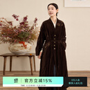 吉祥羽兒【胧月夜】吉祥羽儿原创复古自然肌理感棉金属丝手工绣花长款外套 咖色 L