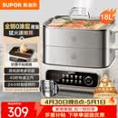 苏泊尔（SUPOR）电蒸锅 家用多功能炖蒸煮一体电热锅 0涂层不锈钢蒸屉 电煮锅 18L多用途锅 ZN30FC669