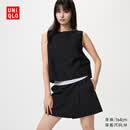优衣库麻混纺裙裤女装/休闲裤裤子482174 09 黑色 M