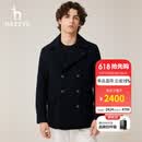 哈吉斯（HAZZYS）男装 春秋季男外套羊毛大衣上班通勤毛呢大衣男ABSZH0ADH27 深藏青色DN XL (180/100A 50)