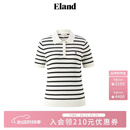 ELAND【莫代尔】衣恋针织T恤女撞色条纹短袖舒适上衣夏季新款 撞色(99)MIX M /165