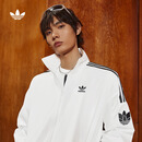 adidas复古风休闲梭织立领夹克外套男女秋季阿迪达斯官方三叶草   亮白   M