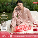 丝界真丝睡衣女100%桑蚕丝简约纯色情侣休闲家居服丝绸套装母亲节礼物