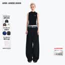 ANN ANDELMAN【王玉雯同款】官方直营 牛仔腰头拼接西裤直筒长裤 黑色 XS