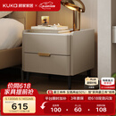 顾家家居（KUKA）意式卧室双抽储物床头柜7996 【皓月白+白色岩板】旗舰款床头柜