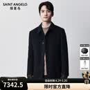 报喜鸟大衣男装秋冬款男士100%山羊绒商务休闲大衣外套翻领可脱卸内胆男 黑色 XL -50(180/100)