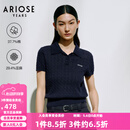 艾诺丝雅诗【商场同款】2026年夏季新款通勤polo领短袖针织衫上衣女50418107 暮色蓝 M