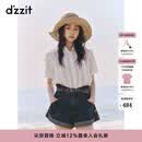 DZZIT地素牛仔短裤夏季丹宁宽松廓形纯棉卷边裤子女3J2R1111T 深蓝色 S