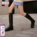 HUNTER【修饰腿型】户外露营女鞋Refined防水防滑高筒靴长筒靴网红女靴  哑光黑色/黑红色logo/BLK 38