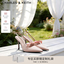 CHARLES&KEITH缎面蝴蝶结尖头高跟凉鞋女生日礼物送女友CK1-60361556 Light Pink浅粉色 36