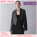 Fabrique【紫标】羊皮革A型偏门襟配腰带机车夹克外套 黑色 XS