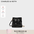 CHARLES&KEITH迷你菱格流浪包单肩斜挎双肩包包女包生日母亲节礼物CK2-60782390 【S号】Black黑色 S