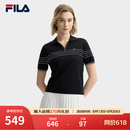 FILA 斐乐官方女子编织衫夏季新款时尚休闲简约翻领短袖上衣 传奇蓝-NV 2XL 180/96A/XXL