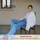 ERDOS【刘雯同款】春夏V领翻花廓形慵懒开衫镂空针织女羊绒衫 白 M 165/84A