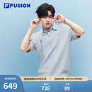 FILA FUSION斐乐章昊同款男子编织衫2026夏新款时尚宽松短袖翻领上衣 初昏蓝-LB L 175/96A/L