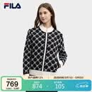 FILA 斐乐官方杨幂同款女士编织外套时尚休闲拼色LOGO毛衣开衫