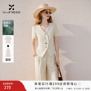 香影老钱风白色西装套装女2026夏季新款小西服淡人穿搭长裤两件套 鹭白 M