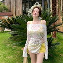 莫代尔泳衣女泡温泉2026新款长袖海边度假三件套甜美可爱风泳装比基尼
