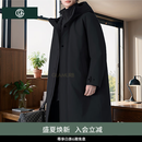 COG GLAMURB高端奢品牌白鸭绒羽绒服男中长款商务休闲新款宽松大衣 纯黑色(连帽不可拆) 3XL 190-220斤/175-190cm
