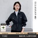 歌力思（ELLASSAY）【商场同款】2026新款优雅柔软亲肤收腰羊皮革皮衣女EWE371X00200 经典黑 L