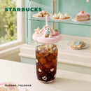 星巴克（Starbucks）杯子夏日甜品派对系列玻璃杯可爱高颜值咖啡杯桌面水杯生日礼物 心型底造型玻璃吸管杯500ml