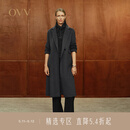 OVV秋冬热卖女装复古平驳领简约时尚保暖羊绒大衣 深空灰 S