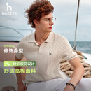 哈吉斯（HAZZYS）男装 26新款夏季绞花毛衣翻领针织短袖polo衫男ABYZD0DBF18 米色BI L （175/96A 48）