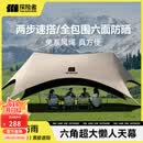 探险者（TAN XIAN ZHE）天幕帐篷户外露营车载便携六角防晒速开懒人天幕野营遮光遮阳棚 【两步速搭 无风绳】黑胶懒人天幕30㎡