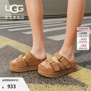 UGG夏季女士舒适厚底露趾可调式束带凉拖鞋 1155458CHE|栗色 37