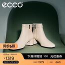 爱步（ECCO）职场优雅高端小羊皮方头高跟时装女靴 型塑290983 石灰色36