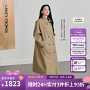 朗姿【25h风衣 Basic衣橱 】朗姿经典双排扣高智风衣外套通勤气质女 深米色 S