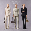 LadyS Elite「入门王牌版型」戗驳领西装套装女通勤西服 夜墨黑西装 M