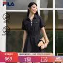 斐乐 斐乐官方女装梭织工装连衣裙夏季时尚凉感防晒收腰裙子 正黑色-BK L 170/88A/L