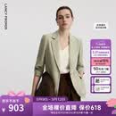 朗姿【Basic衣橱】律师系列气质职业通勤时尚百搭西装西服上衣 卡其绿色 M