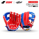 SSK棒球手套软式猪皮HeroStory系列青少年BAEZ球星同款训练入门 10.75寸 白橘(蓝工字档) 7-10岁 右投戴左手（右撇子用）