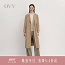 OVV秋冬热卖女装复古平驳领简约时尚保暖羊绒大衣 驼色 S