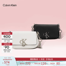 Calvin Klein休闲单肩链条包包字母旋扣翻盖CK女包斜挎马鞍包 YAF-牛乳白 OS