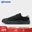 FILAFUSION斐乐潮牌帆布鞋男鞋拼接时尚黑色板鞋男 黑/斑皮棕-BB 42