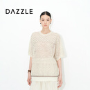 DAZZLE【新品上市】DAZZLE 地素2026年夏季提花钩针图案中袖针织衫 白色 S