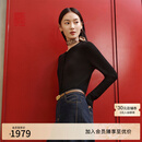 EP雅莹高端系列  可机洗纯羊毛气质圆领修身针织开衫 商场同款9130A 黑色 M