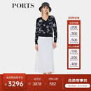 PORTS宝姿女装秋冬新款点墨银莲”纯羊毛针织开衫LQ8K047VXF026 黑色混色 XL