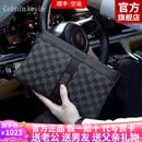 Cohnim kevin奢侈品男士手包手拿拉链男包手抓长钱包送老公男友情人节520礼物 c211格子纹【就近仓发货】
