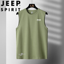 JEEP SPIRIT吉普背心男夏季薄款透气速干纯棉宽松休闲无袖T恤 抹茶绿 2XL