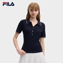 FILA 斐乐官方女子编织衫2026简约修身POLO时尚休闲短袖上衣