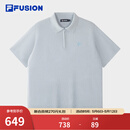 斐乐（FILA）FILA FUSION斐乐男子编织衫2026夏新款宽松短袖翻领田曦薇同系列 初昏蓝-LB L 175/96A/L
